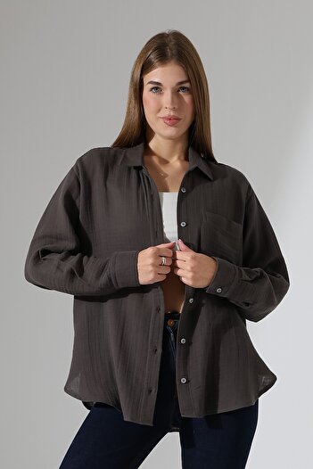 GÖMLEKÇİNİZ Oversize Basic Muslin Shirt
