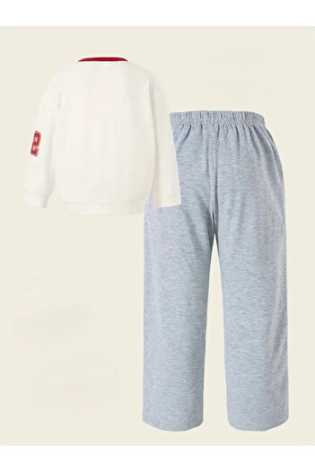 AEMİ 92 Printed 100% Cotton Children's Long Sleeve Bottom-Top Set