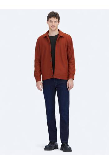 Kip Tile Plain Regular Fit Wool Blend Overshirt
