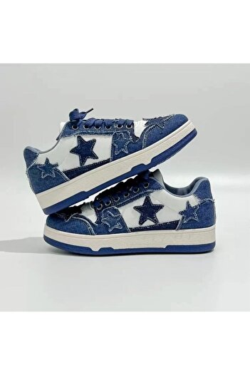 BALİNA Blue Y2K Star Patterned Unisex Sports Sneaker -The Solo