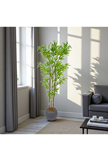 Casco Elegant Artificial Bamboo Tree with Round Pot, Grey, 180cm