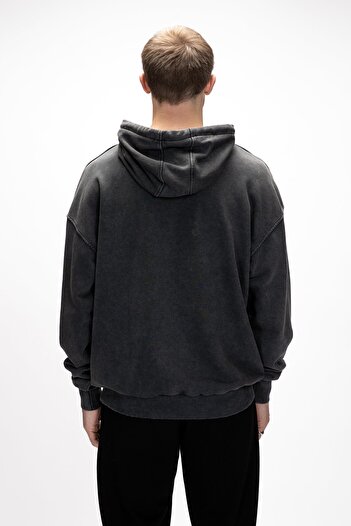 Bad Bear Acid Bear Kapüşonlu Siyah Oversize Erkek Sweatshirt
