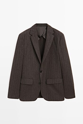 Massimo Dutti Wool suit blend striped blazer