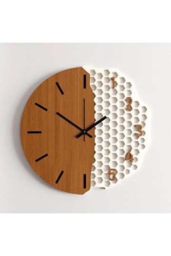 Marktna Simple Modern Geometric Honeycomb Wooden Wall Clock