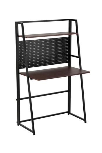 Lawazim Folding Table 85x42x138cm - 2 Tier Desk with Shelf Pegboard and Iron Frame