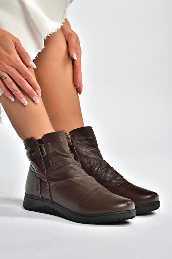 Fox Shoes V324501703 Γυναικείες μπότες από γνήσιο δέρμα καφέ