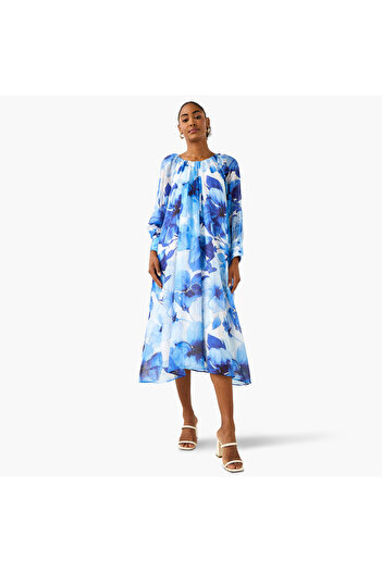 Iconic Floral Print Midi Dress with Pockets