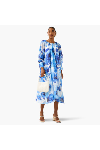 Iconic Floral Print Midi Dress with Pockets