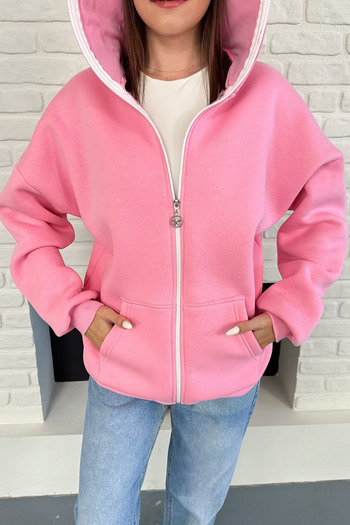 The Robi Pink Unisex Snow Masked Samurai Hooded Oversize Cardigan