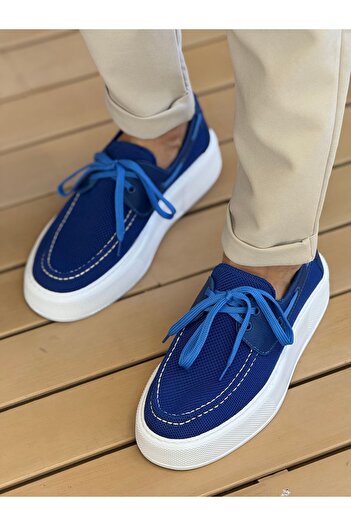 pabucmarketi Lace-Up Knitwear Men's Casual Shoes Blue