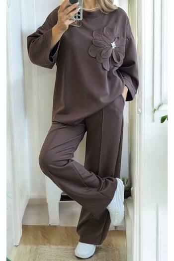 MAXORA SHOP Viscose Set with Decorative Flower and Crystals