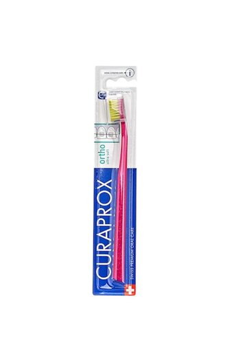 Curaprox Ortho Ultra Soft Toothbrush for Dental Appliances, Delicate Cleaning, Pink Color