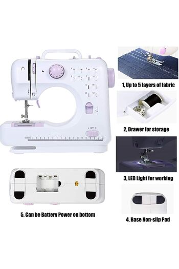 Generic Worldtronics Sewing Machine Portable Mini Electric Sewing Machine for Beginners 12 Built-in Stitches
