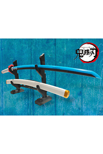 GRAT3D Giyū Tomioka Katana 115 cm | Demon Slayer | Sabit Model | Kın Dahil | Stand Hediye