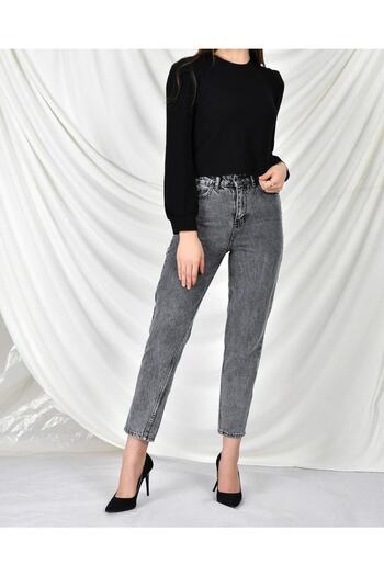 NEWCO Mom Black Washing High Waist Stretchy Jeans