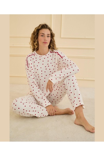 pijamaworld Waffle Shoulder Padded Pajama Set