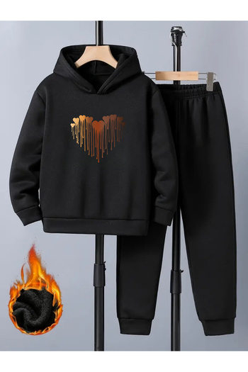 uyguntarz Melting Hearts Printed Oversize Children's Sweatshirt Tracksuit Set