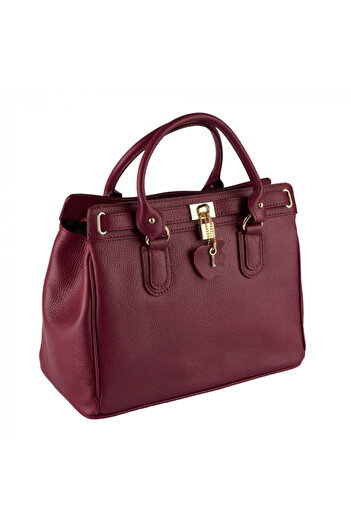 AZZURA Ambra bag, made of burgundy genuine leather with gold accessories 8214