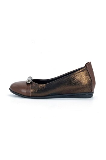 Mammamia D25Ka-920 Bakır Ays - Hakve Faber Leather Wedge Heels (4cm) Women's Daily Casual Shoes