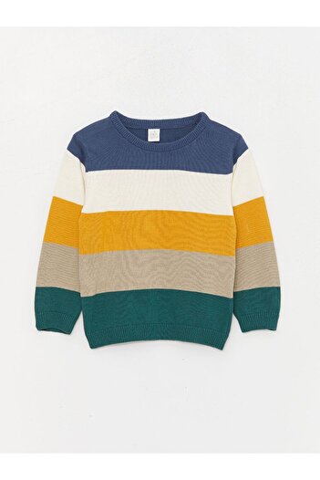 LC Waikiki Crew Neck Long Sleeve Color Blocked Baby Boy Knitwear Sweater