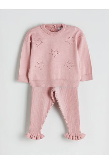 LC Waikiki Crew Neck Baby Girl Knitwear Sweater and Leggings Set of 2