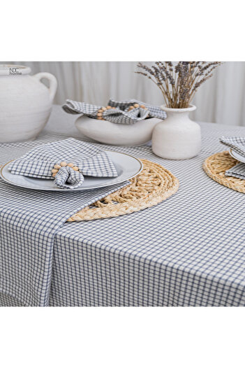 NDC HOME Gray Piti Square Tablecloth with 6 Napkins