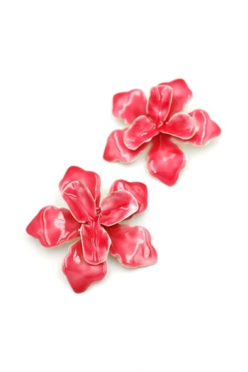 shopwave Metal flower earring - pink