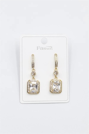 shopwave Stoned Baguette Earrings - Gold
