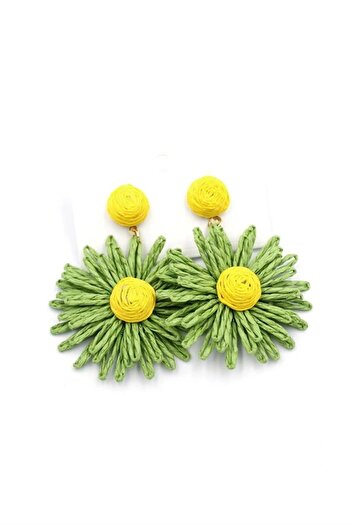 shopwave Daisy Straw Earrings - Green