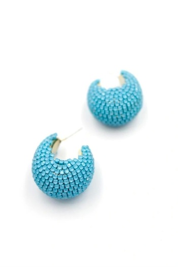shopwave Stone Hoop Earrings - Blue