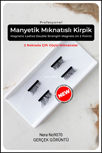 GXMPRO Manyetik Mıknatıslı Kirpik (Eyeliner Hediyeli) - Magnetic Lashes Double Strength Magnets on 2 Points