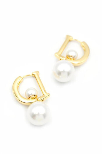 shopwave Pearl d earrings - gold