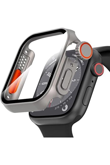 Generic Protective Case with Screen Cover for 45mm iWatch Series 7/8/9 SE 2, Tempered Glass, Sports Design,