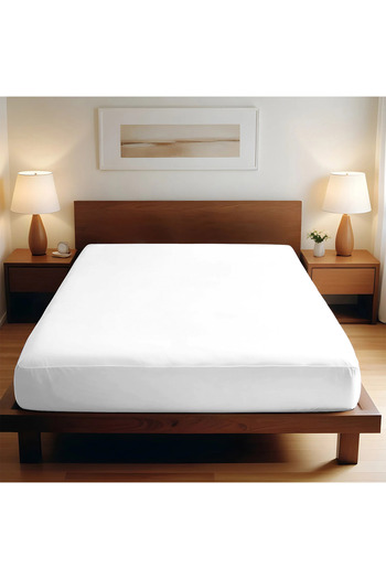 TEOHOMELİNENS 190 Gsm, 95% Cotton 5% Elastane Single Jersey Fitted Sheet, Double Size 160-180X200 cm - White