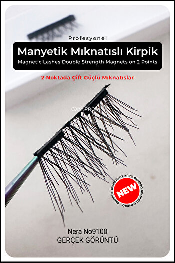 GXMPRO Manyetik Mıknatıslı Kirpik (Eyeliner Hediyeli) - Magnetic Lashes Double Strength Magnets on 2 Points