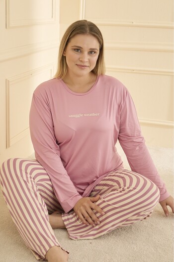 Mihra Women's Pajama Set Plus Size & Oversized Long Sleeve