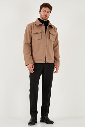 Buratti Slim Fit Jacket Collar Lined Cashmere Coat Men's Coat 58400347