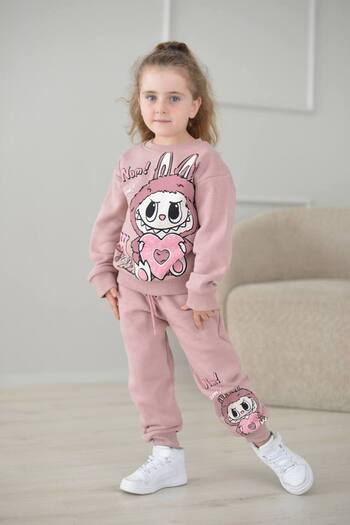 ARBİ kids Girls' Labubu Three-Thread Quilted Double Suit Back to School