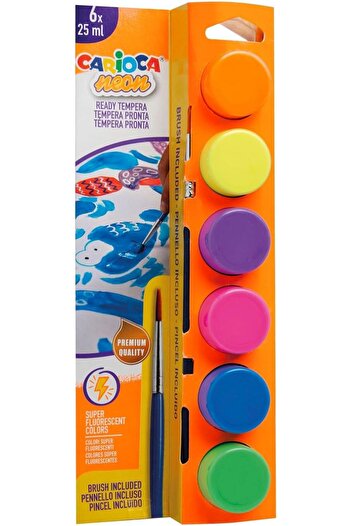 STOREMAX Pltnstoreshop Phosphorescent Tempera Watercolor Super Washable with Brush 6 * 25 ml 6 Colors Mixed Pltnstore