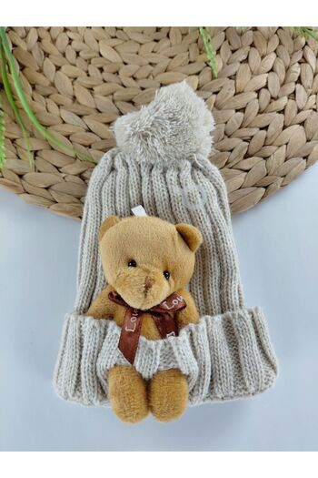 Butik Girl / Boy Child Beanie with Teddy Bear Accessory 0-1 Years Old