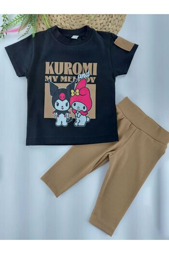 Butik Girls' Kuromi Printed Capri Leggings T-Shirt Two-Piece Set
