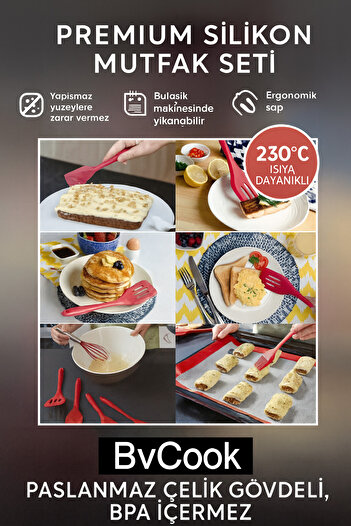 BEYZANA Yapışmaz Silikon Tencere Seti - 5 Parça Isıya Dayanıklı ve Sağlıklı Set