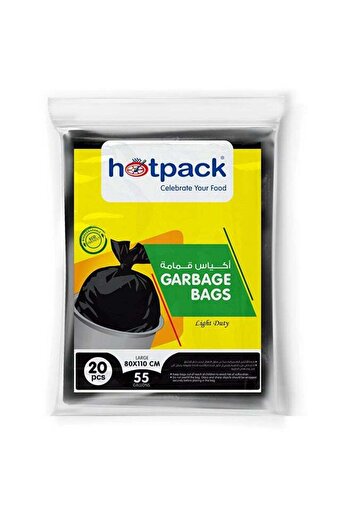 Hotpack 20-Piece Garbage Bags 55 Gallon Black 80x110cm