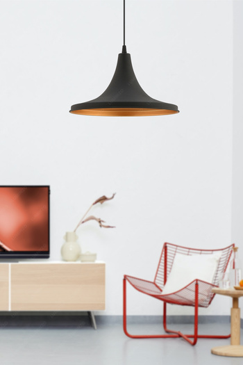 LUMINZO Liya 30 cm Siyah Modern Avize Sarkıt Salon Mutfak Kuaför Cafe Lamba Dekoratif Aydınlatma