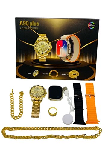 PlusOto A90 PLUS Smartwatch and Jewelry Set Golden Edition