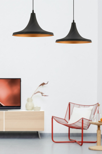 LUMINZO Liya 30 cm Siyah Modern Avize Sarkıt Salon Mutfak Kuaför Cafe Lamba Dekoratif Aydınlatma