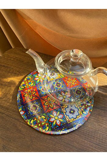 maviş hediyelik 34 YUVARLAK DESENLİ NİHALE - ISIYA DAYANAKLI SICAK TENCERE VE TABAK ALTLIĞI - METAL ÇOK RENKLİ