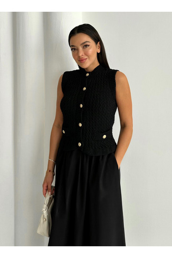 My Blog Black Darcy Thessaloniki Knitted Vest - 4501