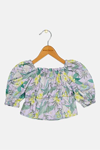 Gingersnaps Toddlers Girl Floral Print Puffed Sleeve Top, Multicolor