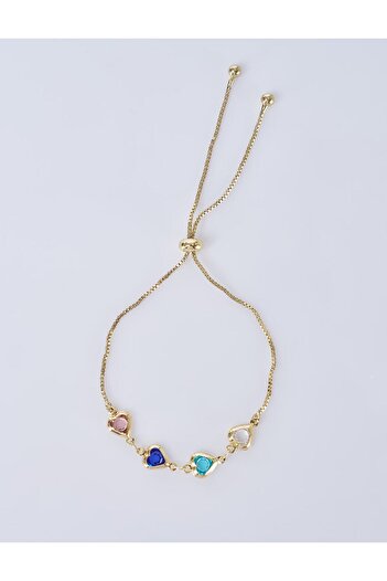 Kayra Colorful Heart Detailed Bracelet Gold